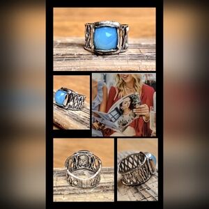 Handcrafted Silver Ring with Sky Blue Gem - Women Jewelry